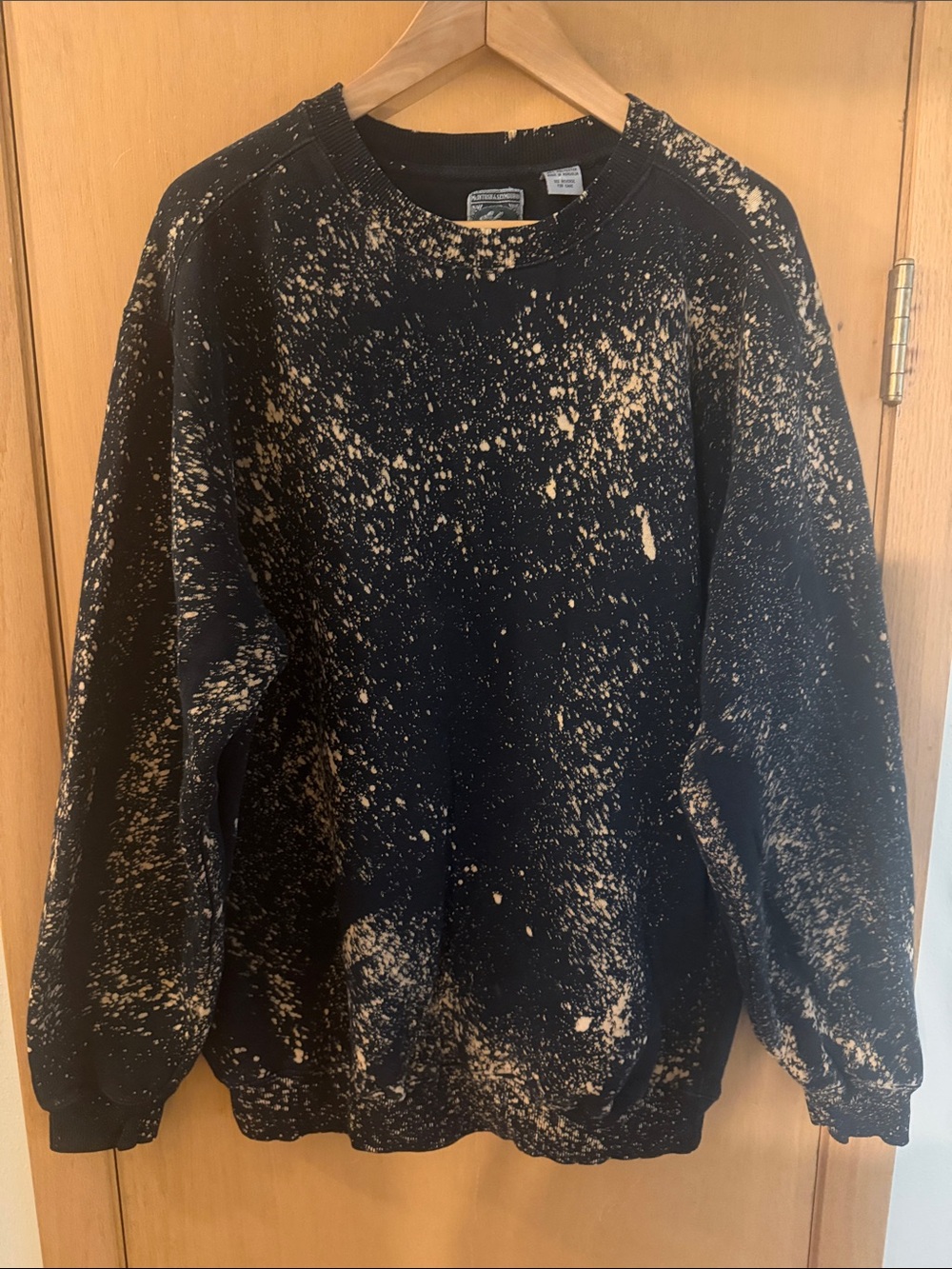 McIntosh & Seymour Vintage Soccer Gear Rugby Splatter Bleach Sweatshirt Large